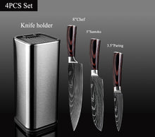 Chef Knife Set - 4-8PCS Stainless Steel Knives, Knife Holder, Santoku, Utility, Cutlery, Bread, Paring Knives, and Scissors!
