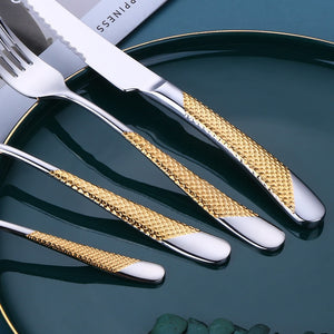 Tableware Kitchen Cutlery Set Golden Spoon Dinnerware Set 18/10 Stainless Steel Western Home Knife Fork Spoon Luxury Cutlery Set