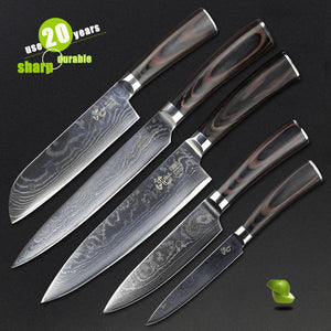 HAOYE 5 piece damascus kitchen knives set