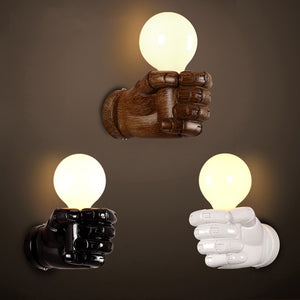 Artistic resin fist wall lamp - Paruse