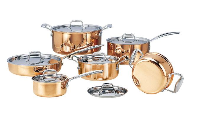 Stainless Steel Copper Cooking Pots With Frying Pan.
