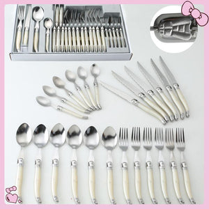 24pcs High quality laguiole stainless steel dinnerware set. - Paruse