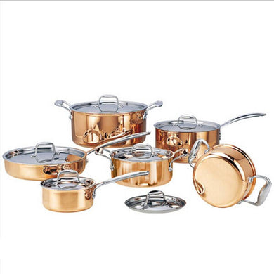 6 Pieces High-grade Copper Cooking Pots With Frying Pan.