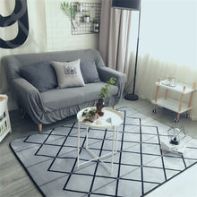 Modern Geometric Grey Check Living Room Area Rug - Paruse