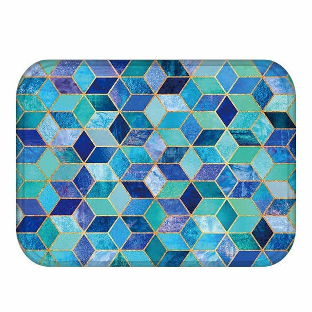 Geometric Pattern Anti-Slip Suede Carpet Door Mat - Paruse