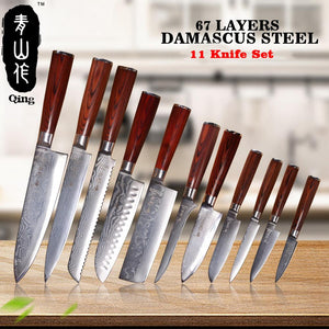 QING 11-Pieces Japanese Damascus Knife set.