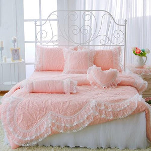 100%Cotton Thick Quilted lace Bedding set. - Paruse