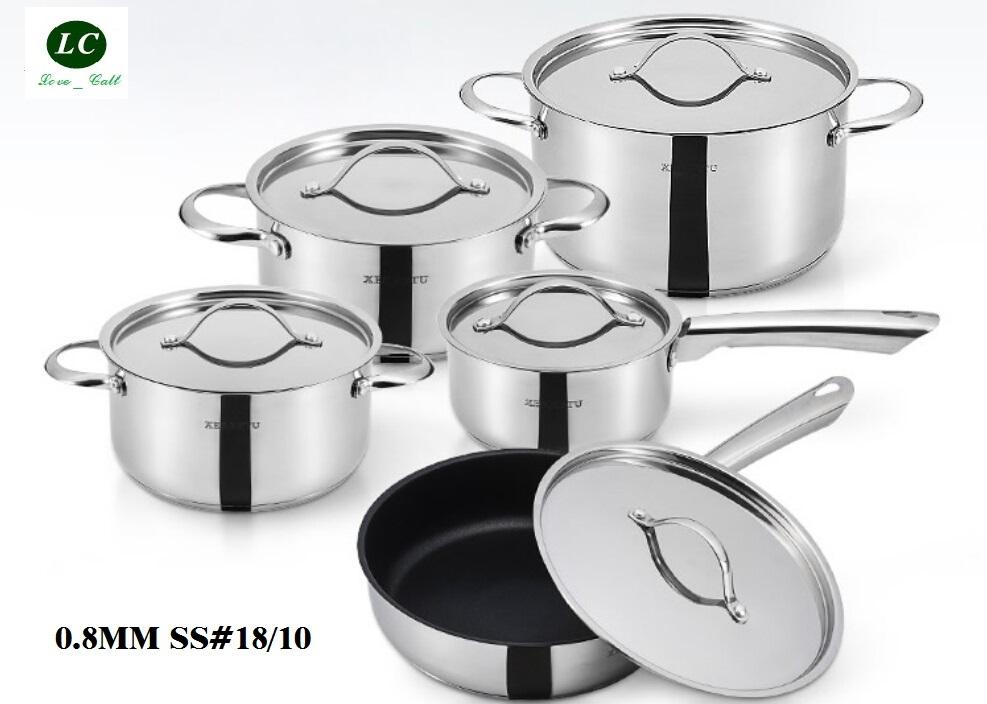 10PCS stainless steel cookware set.