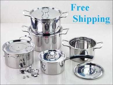 10PC Of 18/10 Stainless Steel Cookware Set.