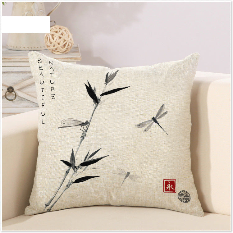 Bamboo Bird Dragonfly Pillow Cover - Paruse